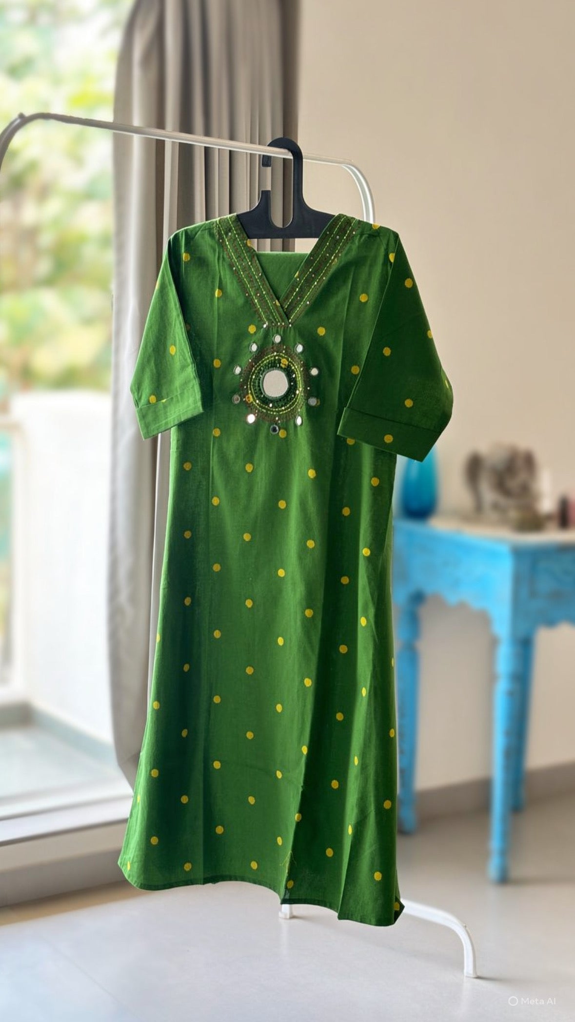 Elegant green cotton kurta pant set