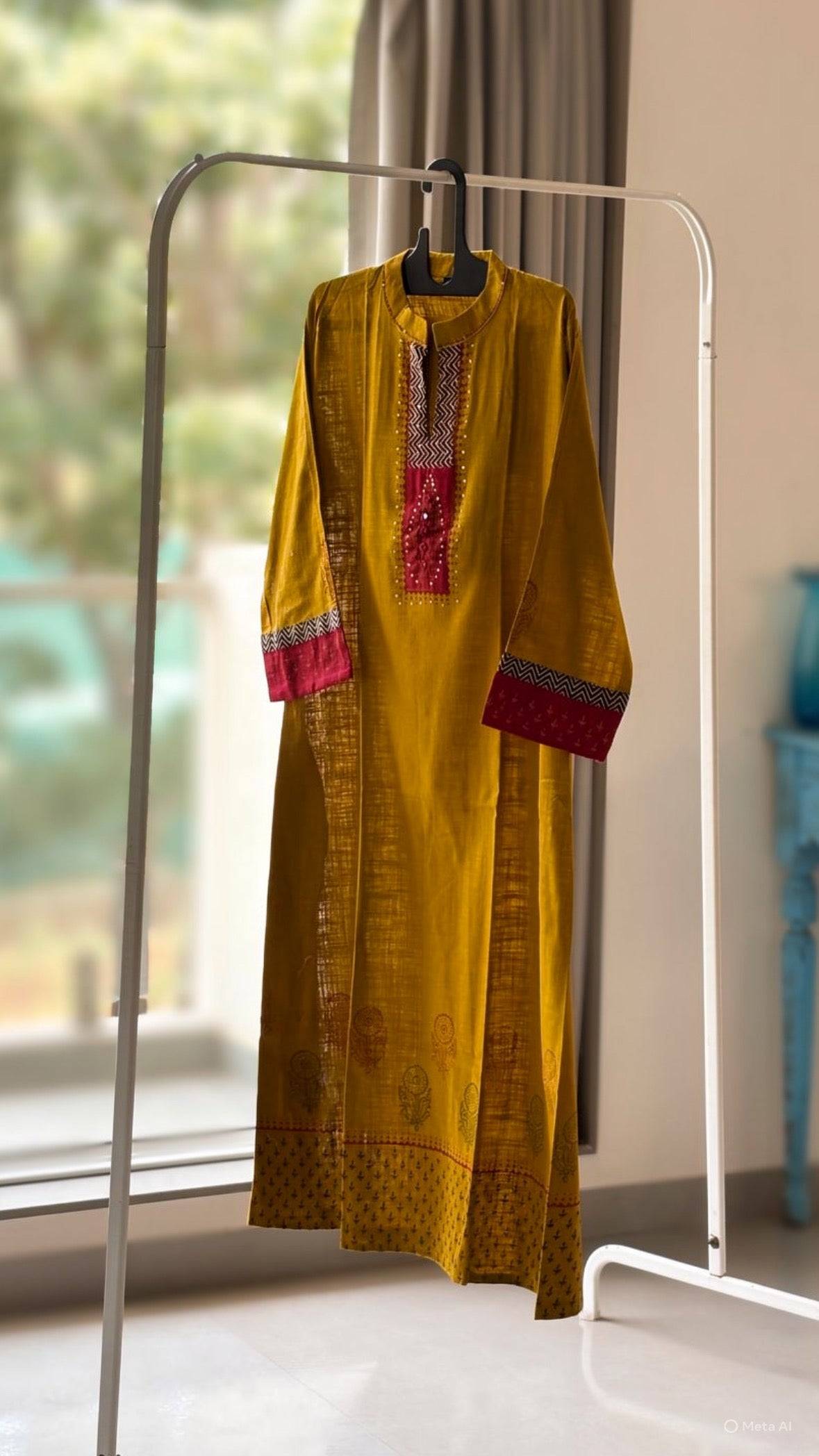 Mustard Beauty With Red Embellishment & Tree Of Life Sequin Motif Kurta Pant set