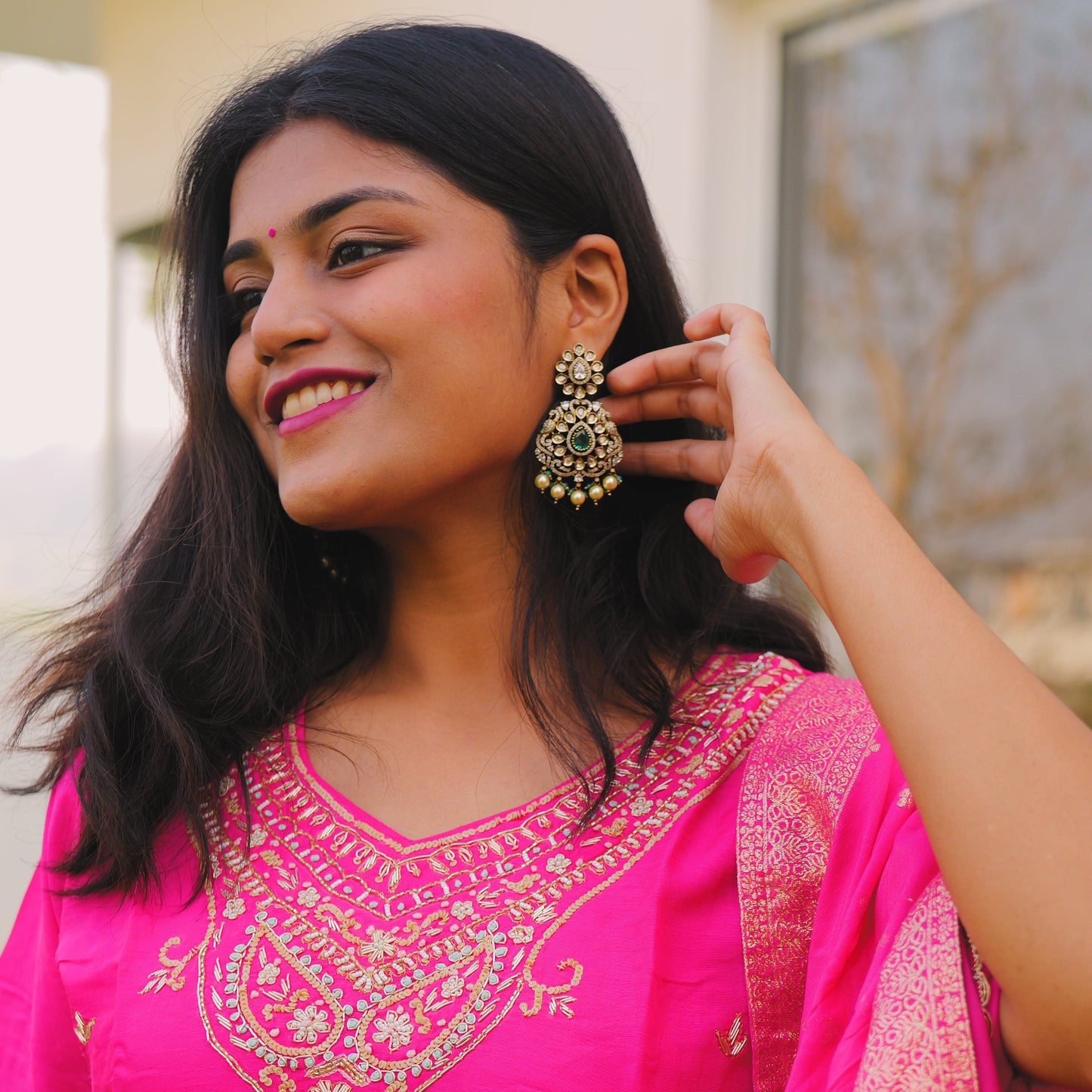 Light Bluish green kundan