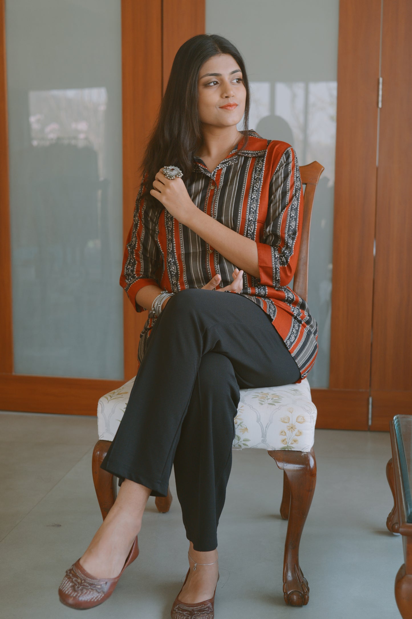 Burnt Red & Black tunic