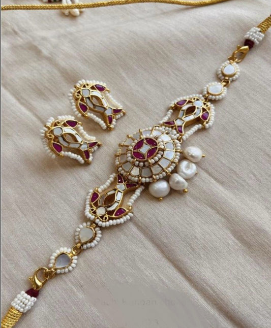Matsya rani : Choker in classic red and white
