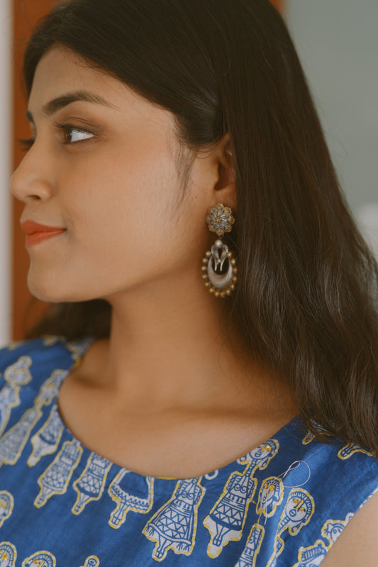 Dual toned parrot motif earrings