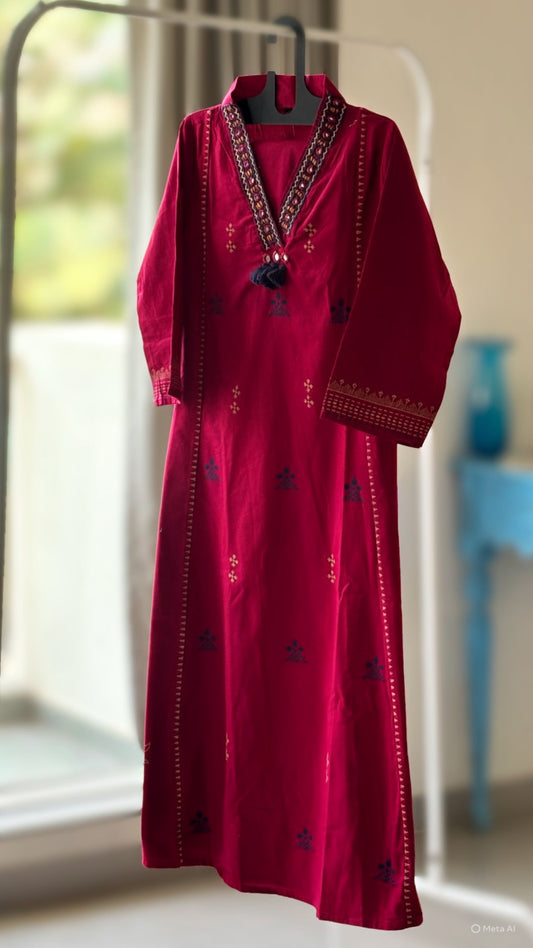 Rani Pink gamthi  kurta pant set